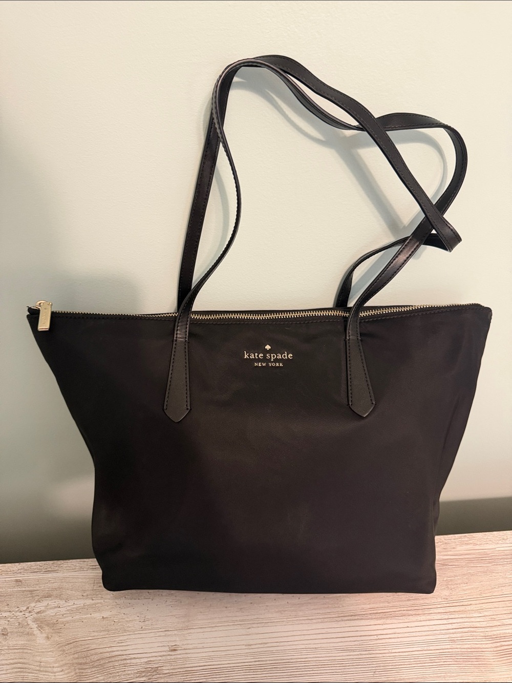 kate spade Black Nylon Zip-Top Tote